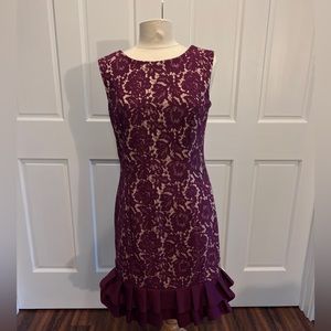 Cocktail riffle lace dress burgundy